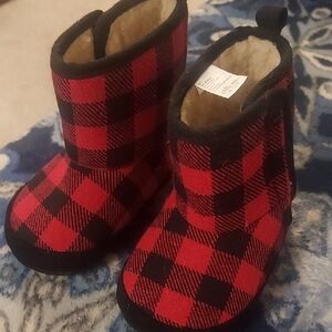Little Me Red and Black Buffalo Plaid Kids Boots